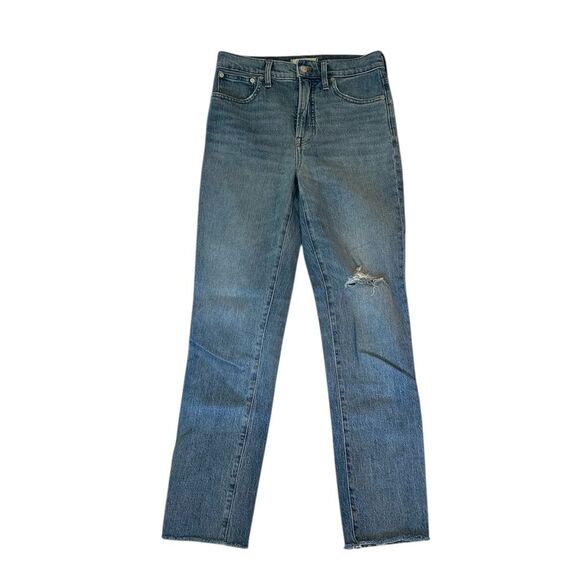 Madewell The Perfect Vintage Ripped Cropped Jean Blue - Picture 1 of 5